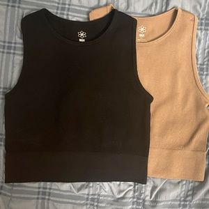 Aura Women’s Black/Beige Set of Ribbed Tank Tops